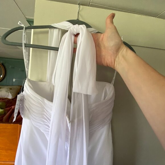 NWT Davids Bridal Halter Chiffon Wedding Dress Size 6 Empire Waist Sweetheart - Picture 11 of 16